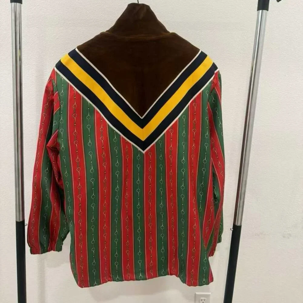 NWT Authentic  Gucci Retro Horsebit Print Silk-Lined Jacket